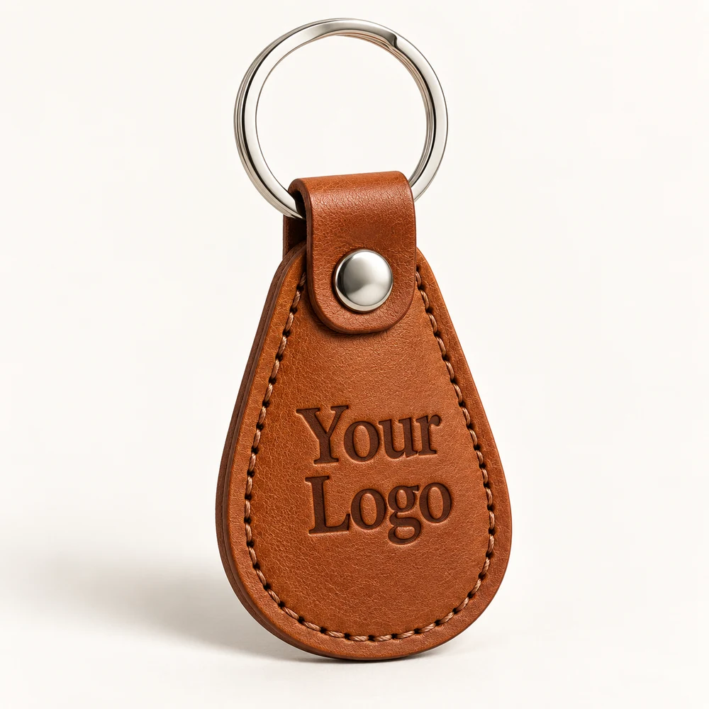 Cognac Loop Strap Leather Keychain